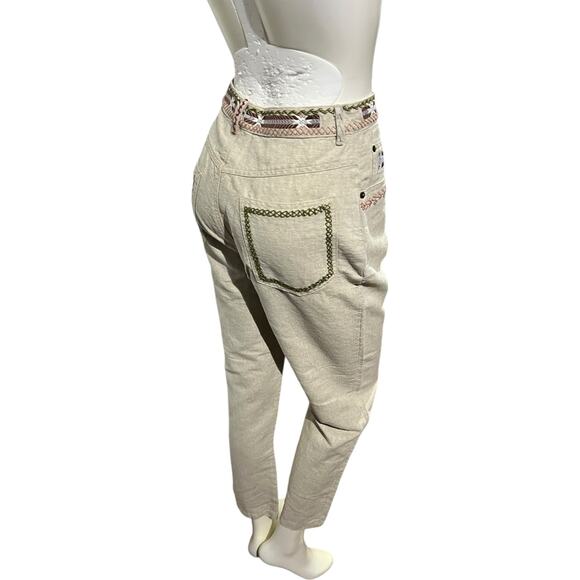 Vintage Country Store Embroidered Linen Blend High-Rise Pants Size 10 - Picture 12 of 13